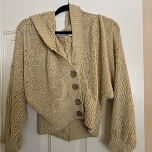 Free People Cream Chunky Knit Cardigan